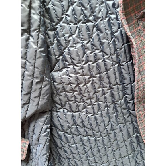 Vtg Plaid Quilted Flannel Jacket Blue & Red Cotton Men's M Shacket - Picture 2 of 11